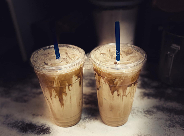 Two iced coffee drinks