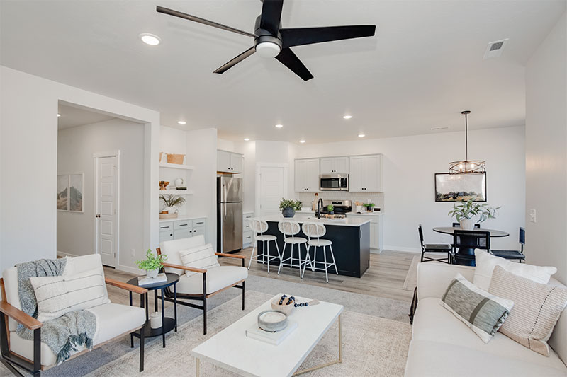 Living room with ceiling fan