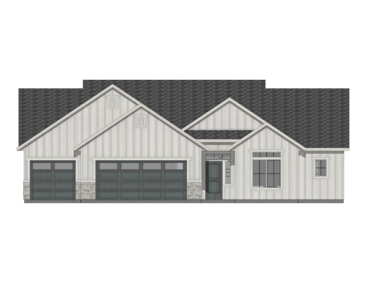 Elevation Illustration of a Monterey 2100 Farmhouse by CBH Homes