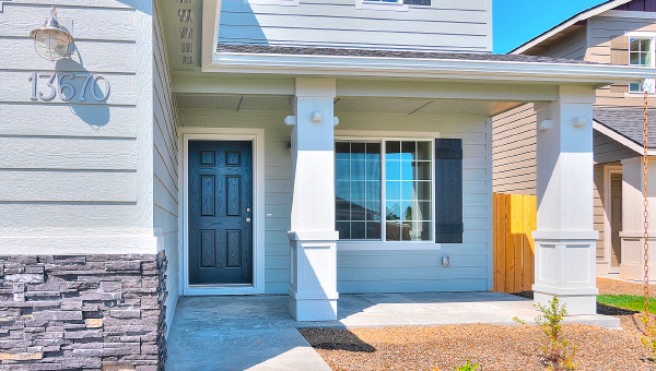 Entry way of house with black door