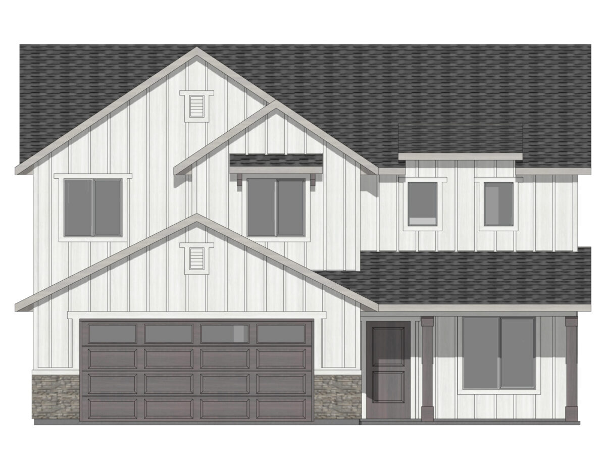 Elevation Illustration for a Tatom 2054 Farmhouse by CBH Homes