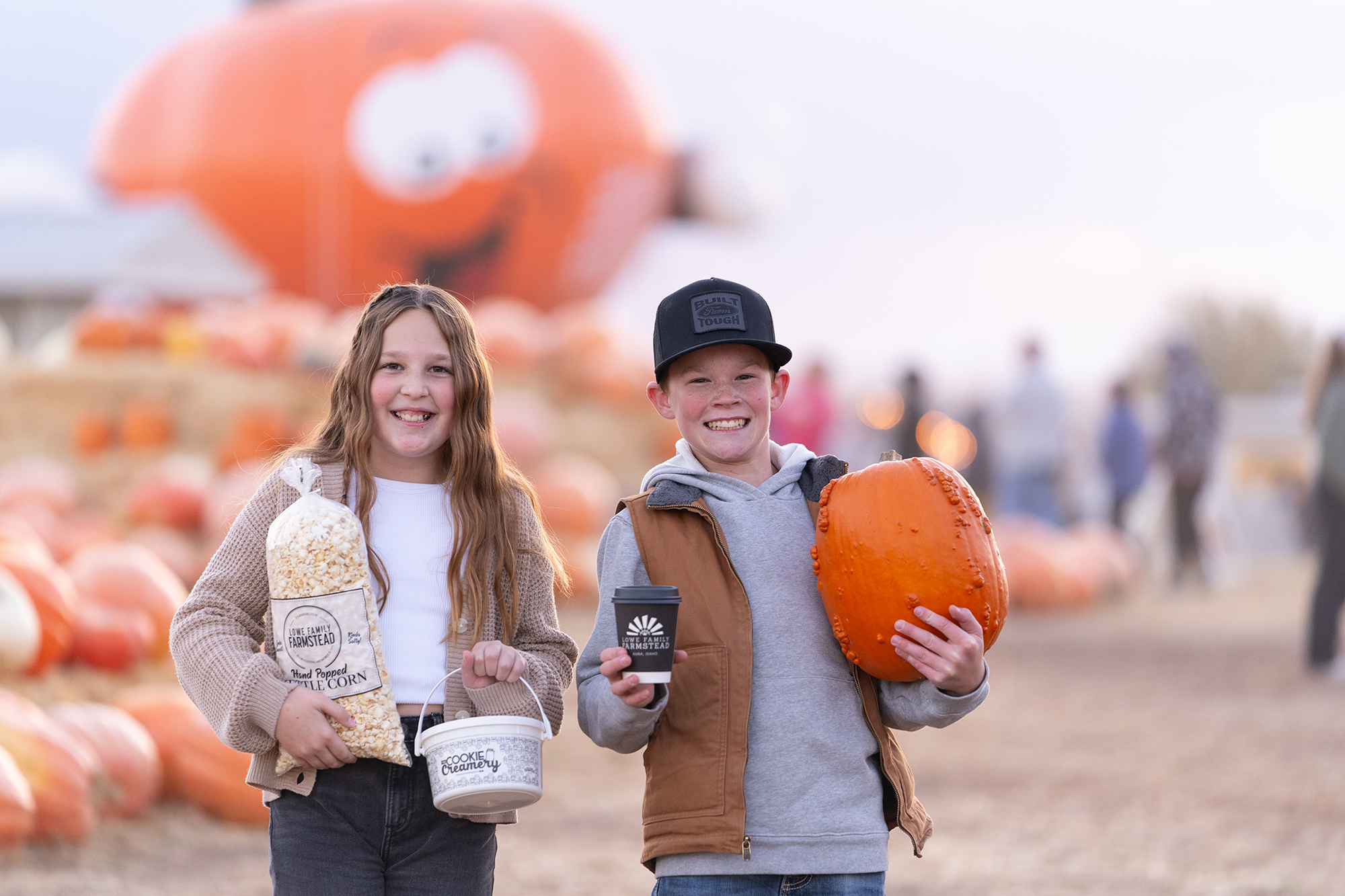 Kids exploring Our Town mini village at Farmstead