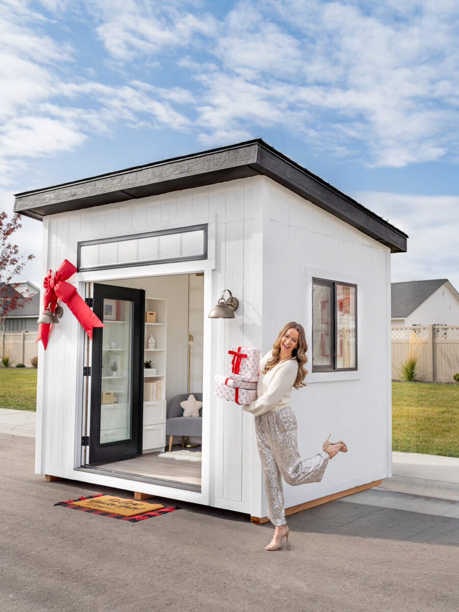 Plus, we've saved the best for last! Win the ultimate holiday hideaway! This custom-built modern shed is your cozy escape from the hustle and bustle. Curl up with cocoa & a good book, tackle your gift list at the adjustable workstation, or wrap presents at the fully stocked gift station. It's not just a shed - it's a year round dream come true!