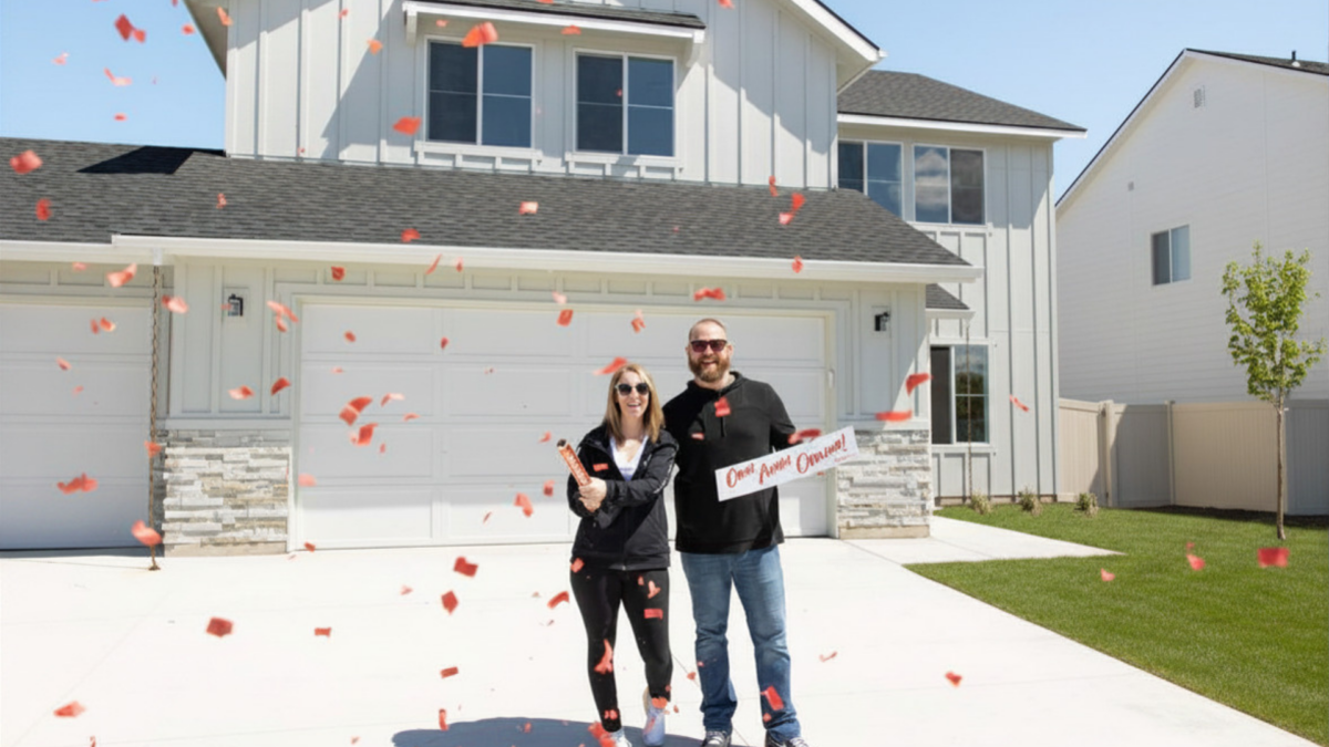 Homeowners celebrating new CBH Homes construction in Idaho by top 50 U.S. home builder