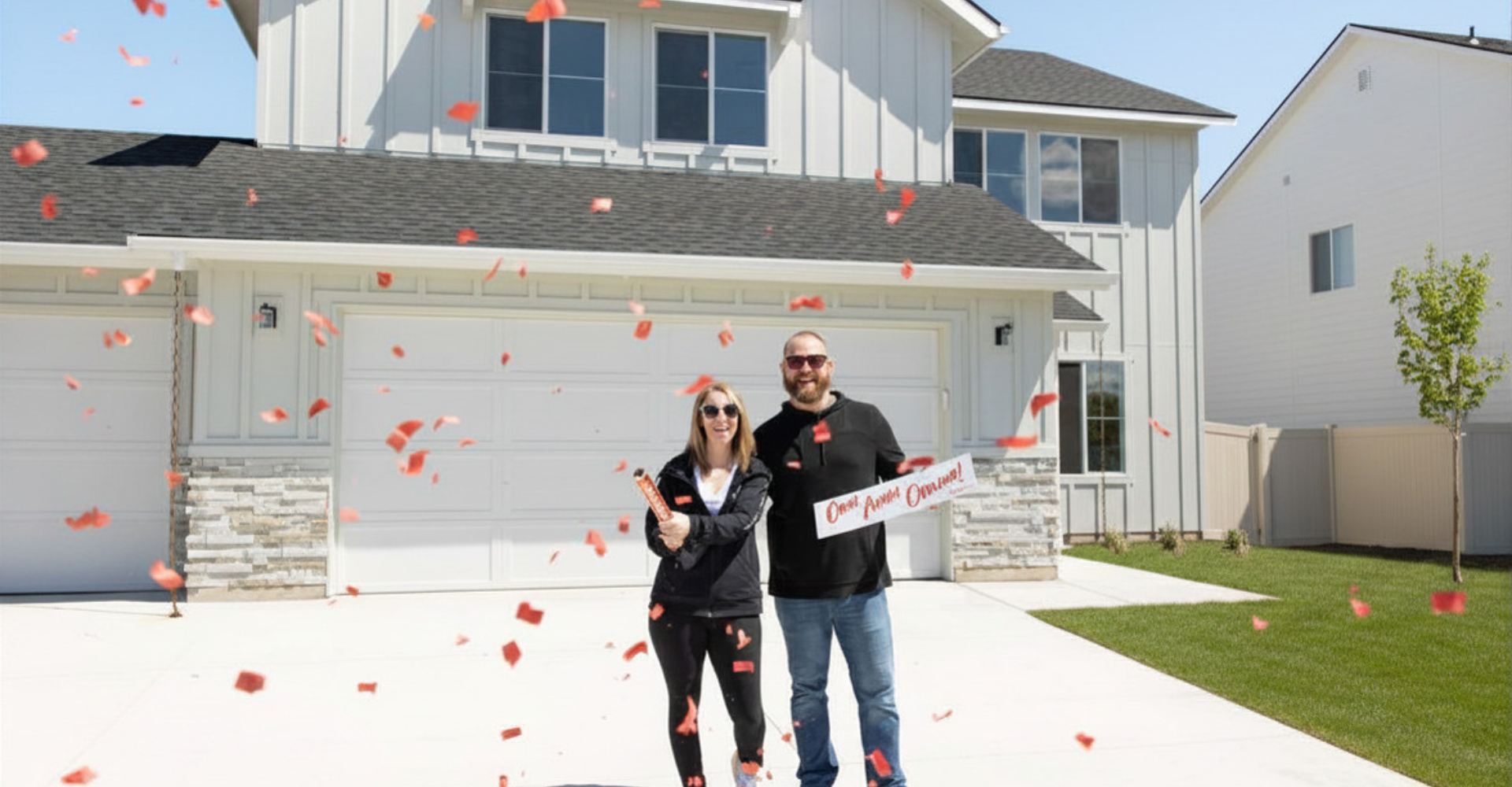 Homeowners celebrating new CBH Homes construction in Idaho by top 50 U.S. home builder